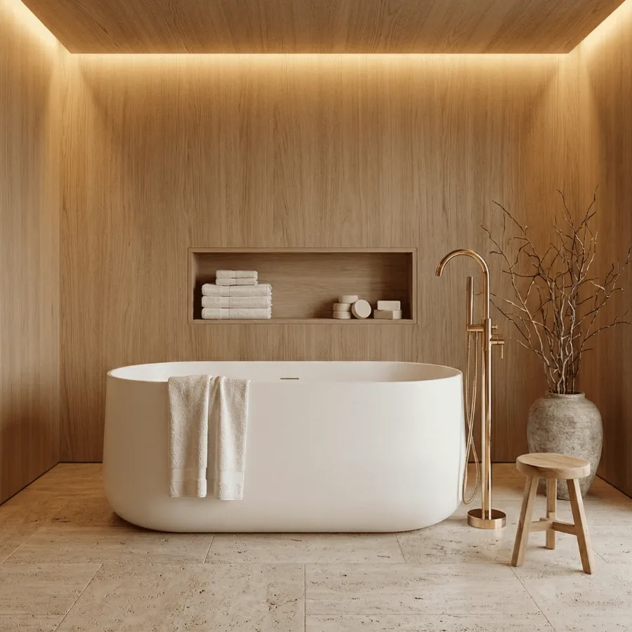 Banheira Immersi Camburi Matt White para 1 pessoa com design moderno em acrílico branco fosco