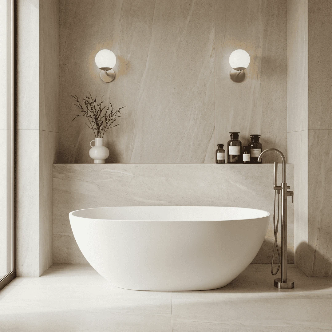 Banheira Immersi Campeche Matt White com design moderno e linhas retas em vista frontal