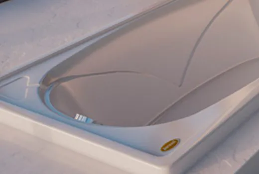 Vista detalhada da Banheira Jacuzzi Serenity com foco na borda elegante e acabamento Liso