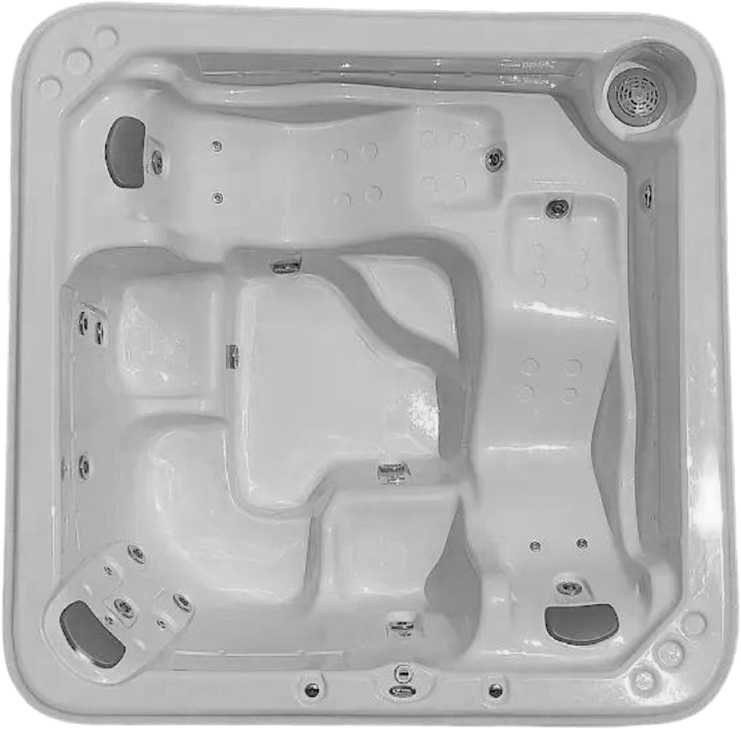 SPA Jetpool Shiva para 5 pessoas 238x238x86cm com sistema de hidromassagem detalhado