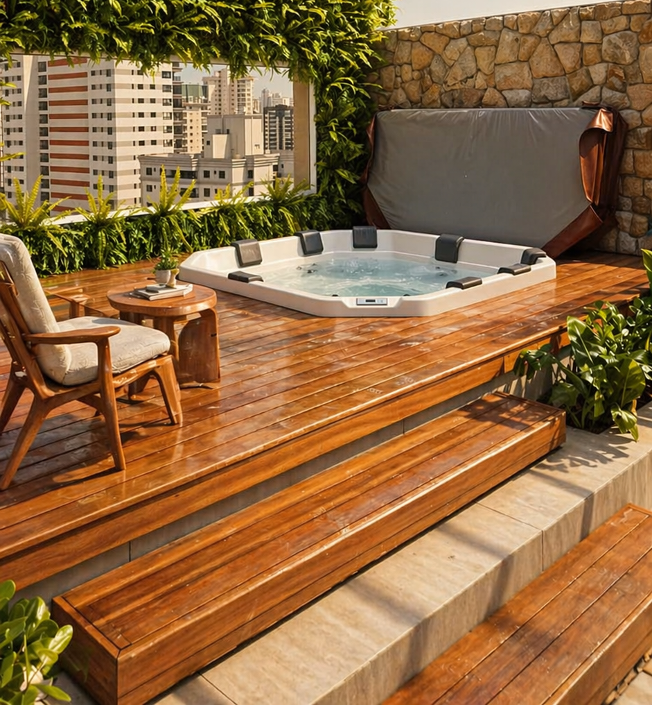 Spa Meridian Jacuzzi com Deck de madeira
