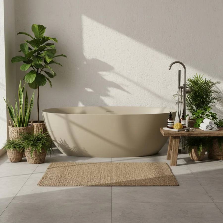 Banheira Itajaí 2 Tan White: Design Fosco e Sofisticação para Casais